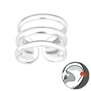 Sterling Silver Triple Band Ear Cuff – Sleek No Piercing Statement